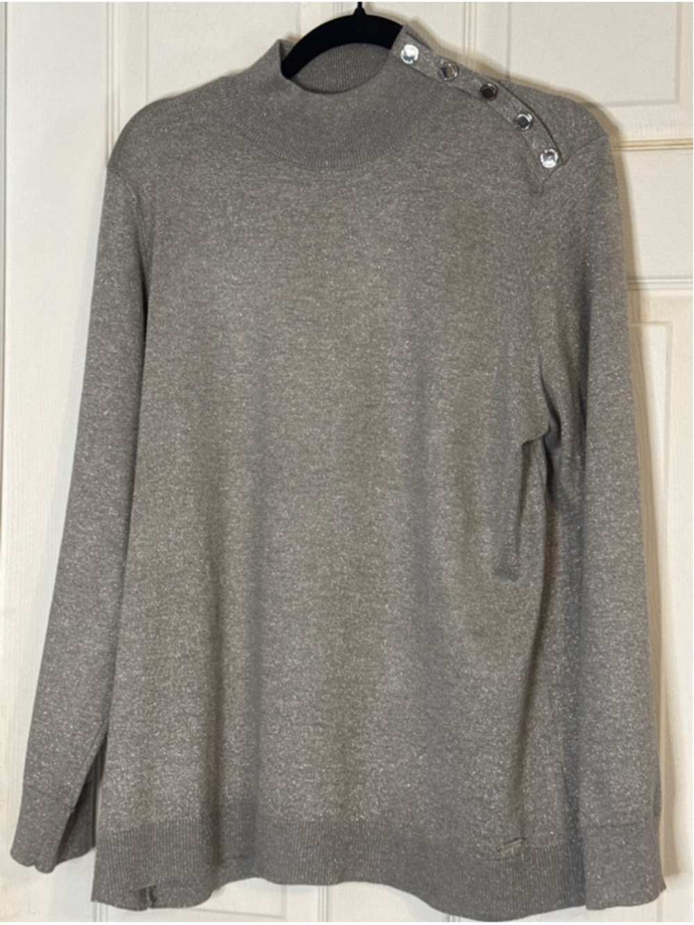 Calvin Klein Gray Sparkle Mock Neck Sweater XL